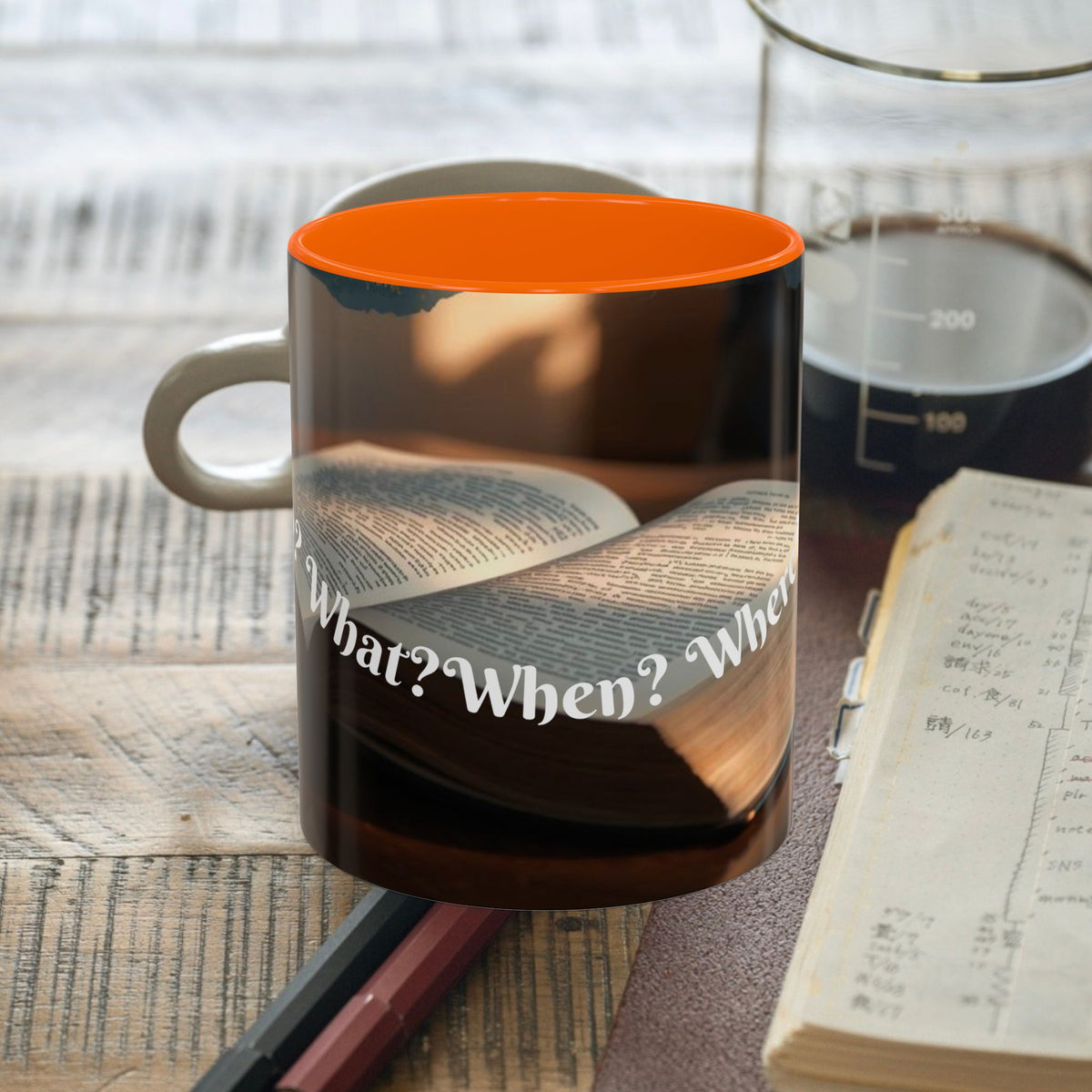 Who? What? When? Where? Why? Literary Coffee Mug- English Teacher Gift Mug 11 & 15oz
