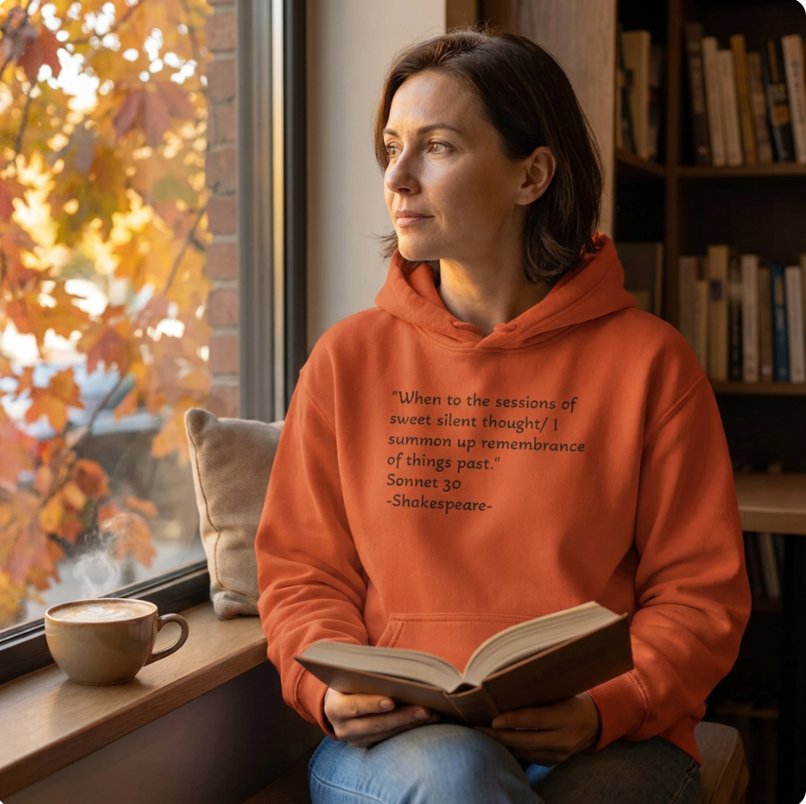 Shakespeare Sonnet 30 Hoodie — Literary Gift for Book Lovers & English Teachers