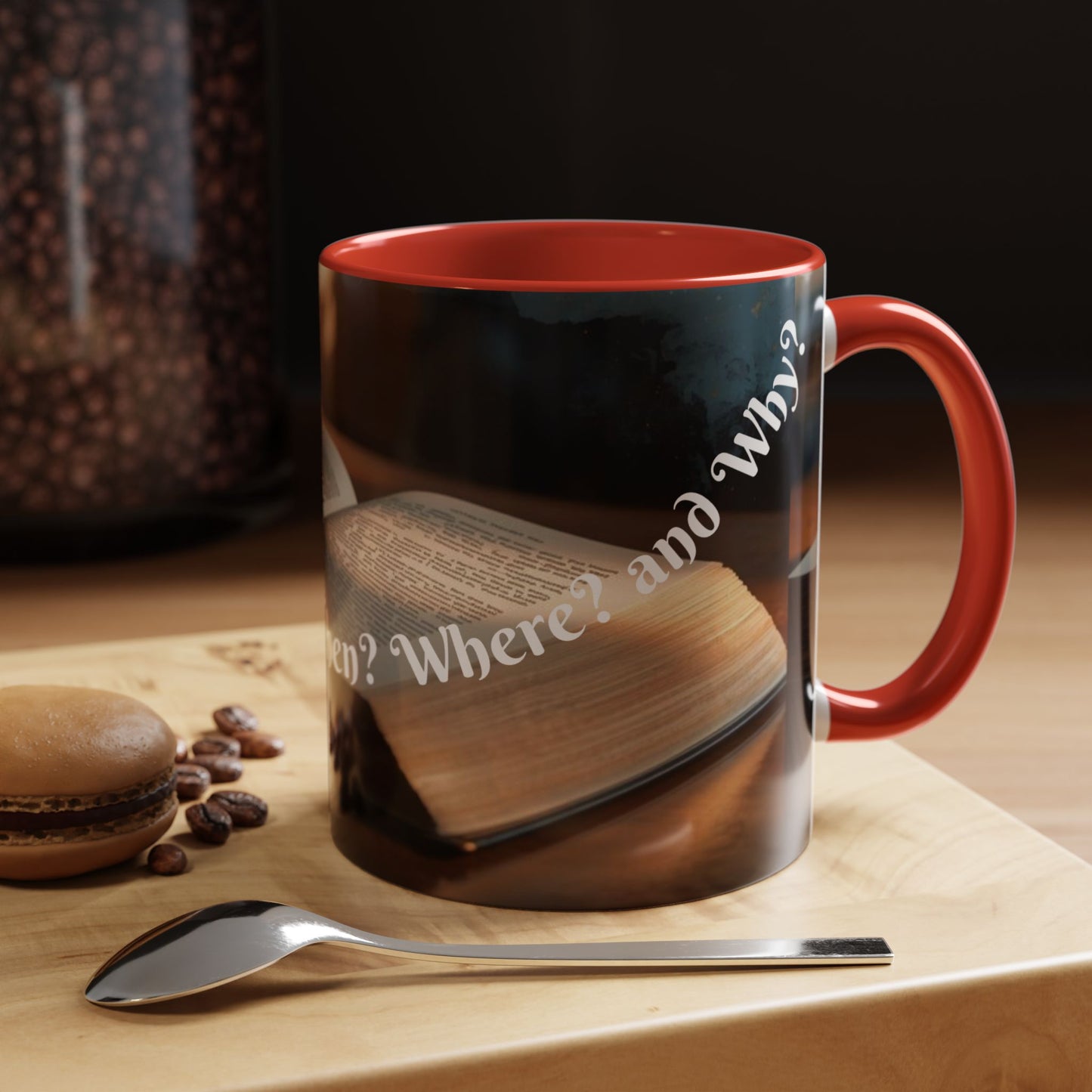 Who? What? When? Where? Why? Color Lining  Mug (11, 15oz)