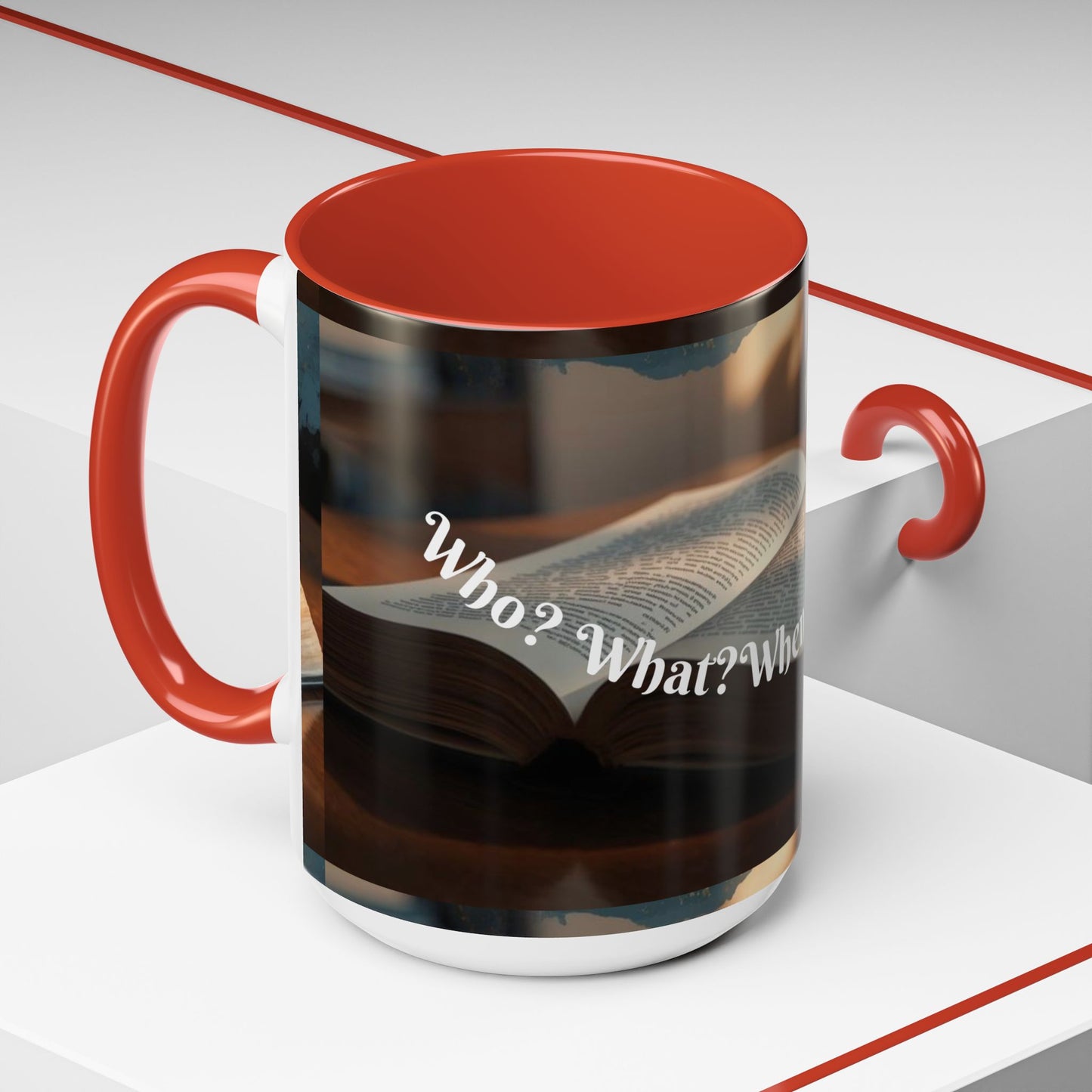 Who? What? When? Where? Why? Color Lining  Mug (11, 15oz)