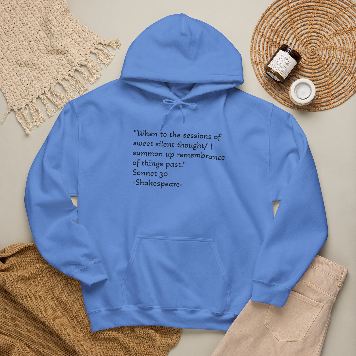 Shakespeare Sonnet 30 Hoodie — Literary Gift for Book Lovers & English Teachers