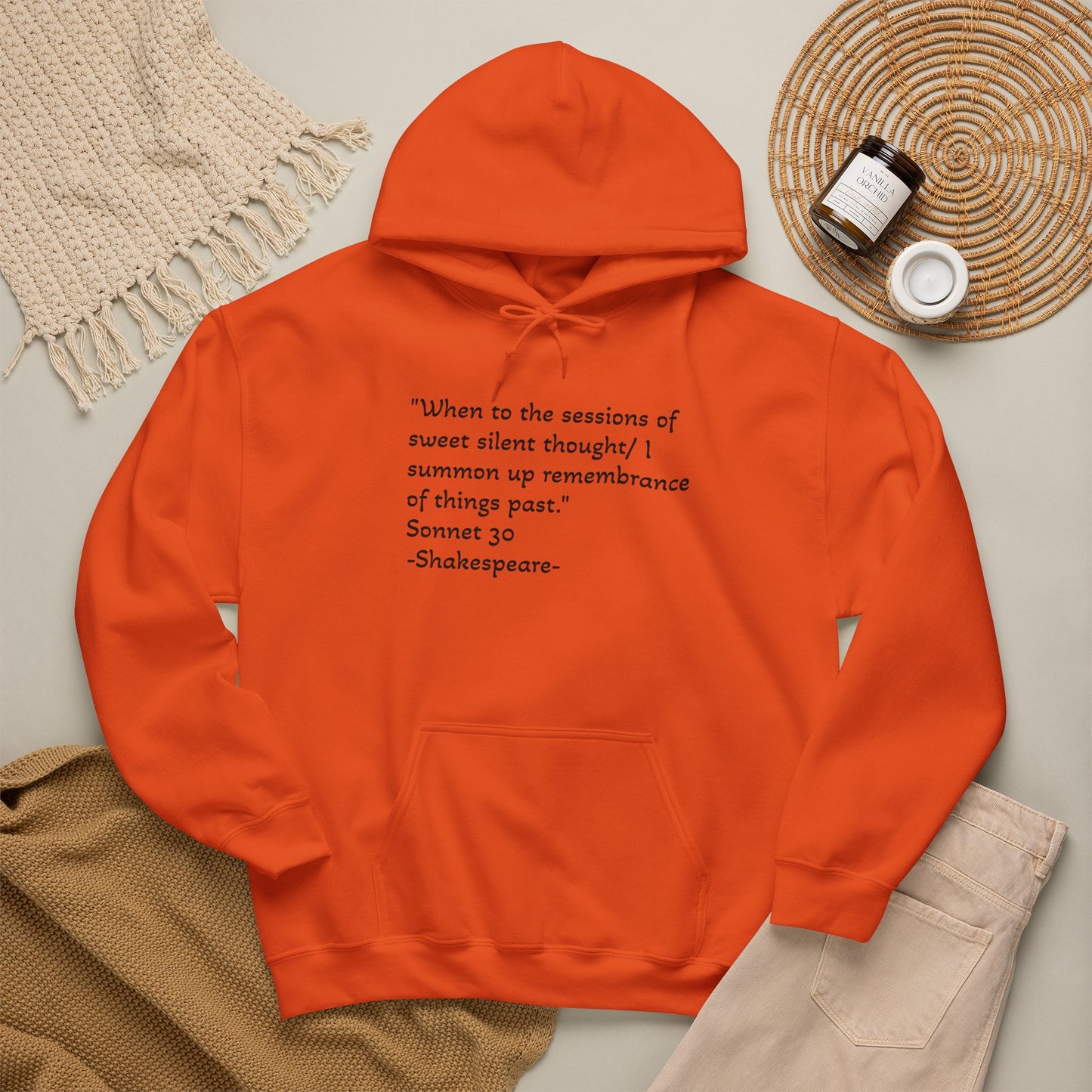 Shakespeare Sonnet 30 Hoodie — Literary Gift for Book Lovers & English Teachers