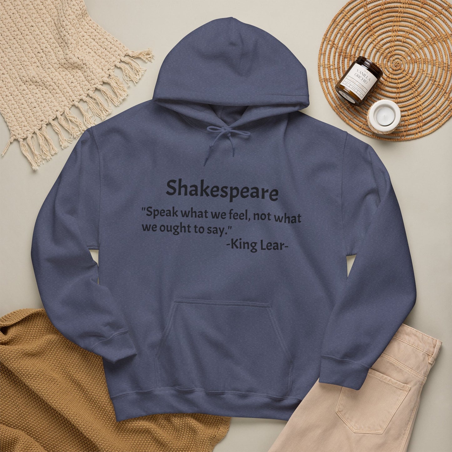 Speak What We Feel — Shakespeare-King Lear Hoodie | Literary Gift for Book Lovers