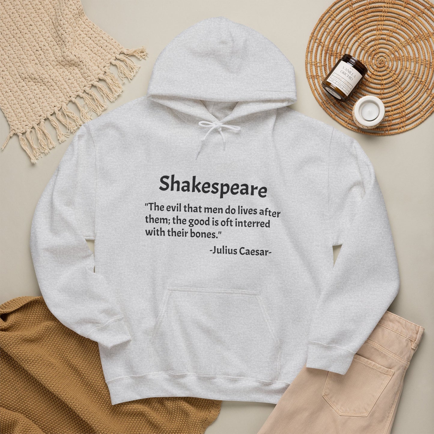 "The Evil That Men Do"-Shakespeare-Julius Caesar-Hoodie | Literary Gift for Book Lovers