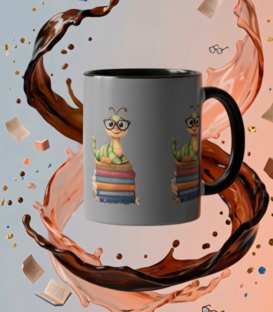 Bookworm on Books Wrap Mug (11 & 15oz) | Parnassus Collection