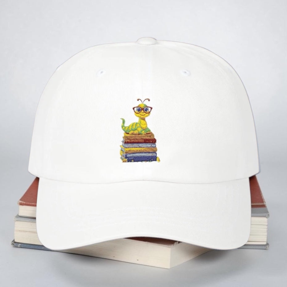 Bookworm on Books Literary (Embroidered ) Cap | Parnassus Collection