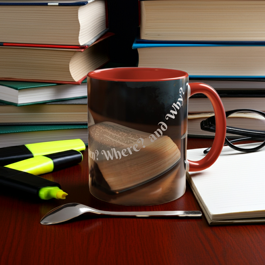 Who? What? When? Where? Why? Literary Coffee Mug- English Teacher Gift Mug 11 & 15oz